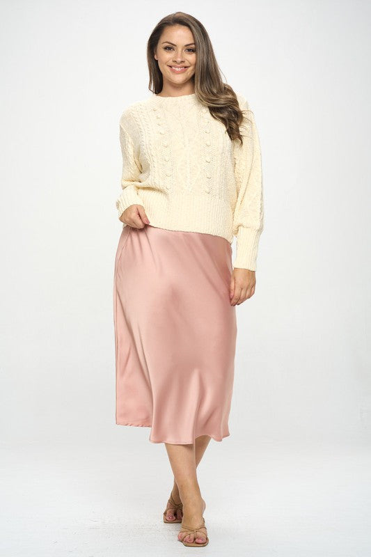 Knit Round neck Pullover Sweater with Braid Detail