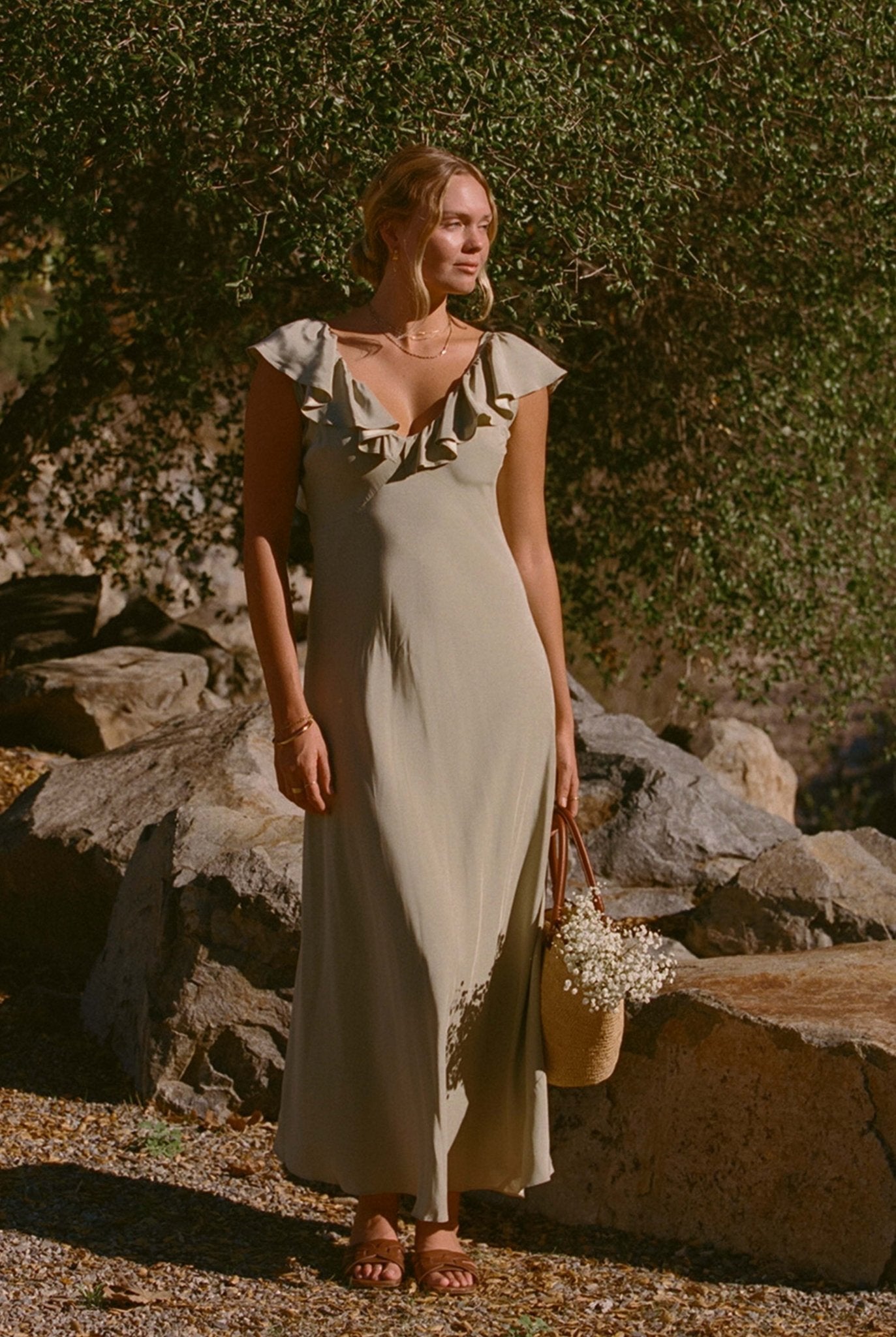 Florence Dress - Sage Silk Dress