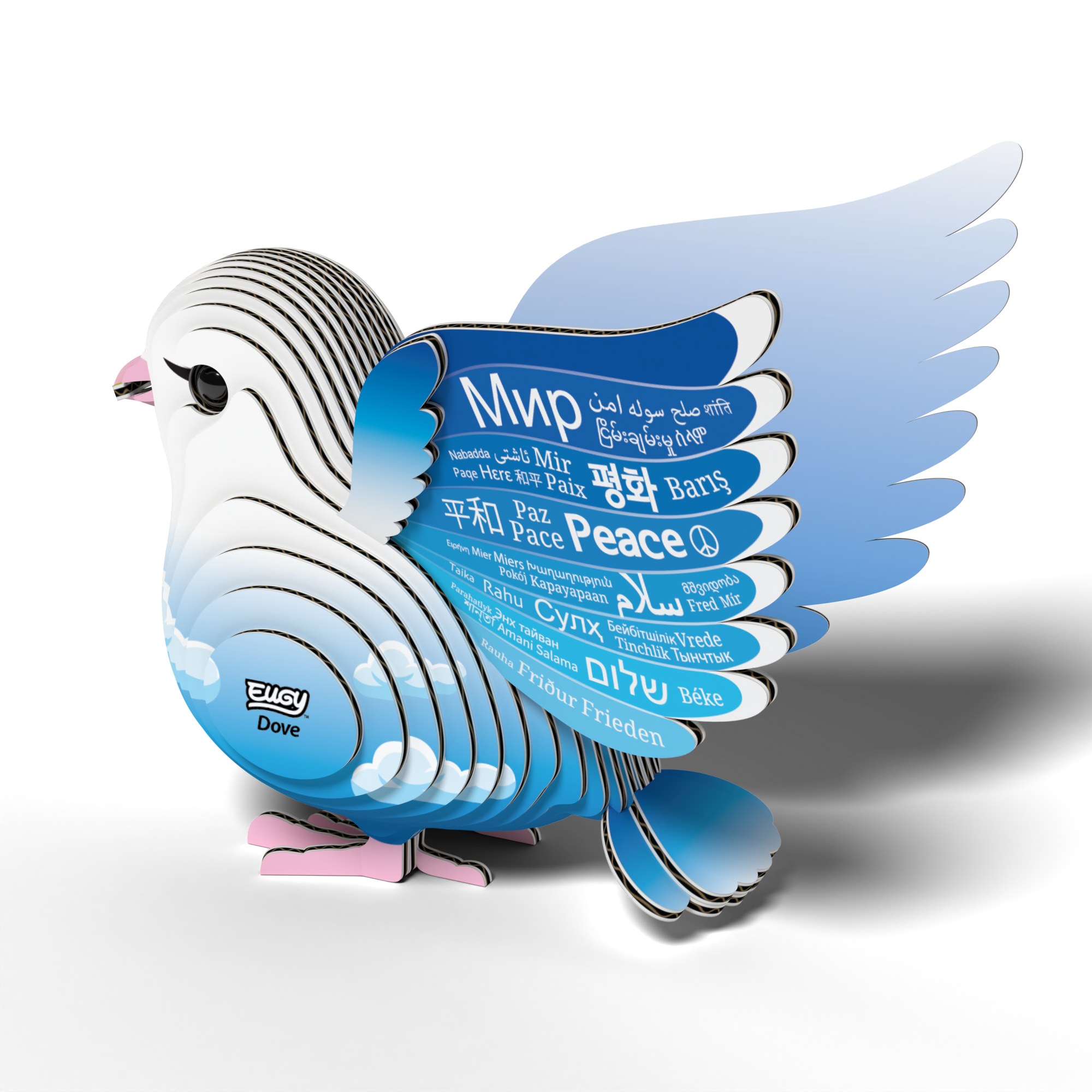 Family assembling Eco-Friendly EUGY Dove 3D Puzzle together for fun