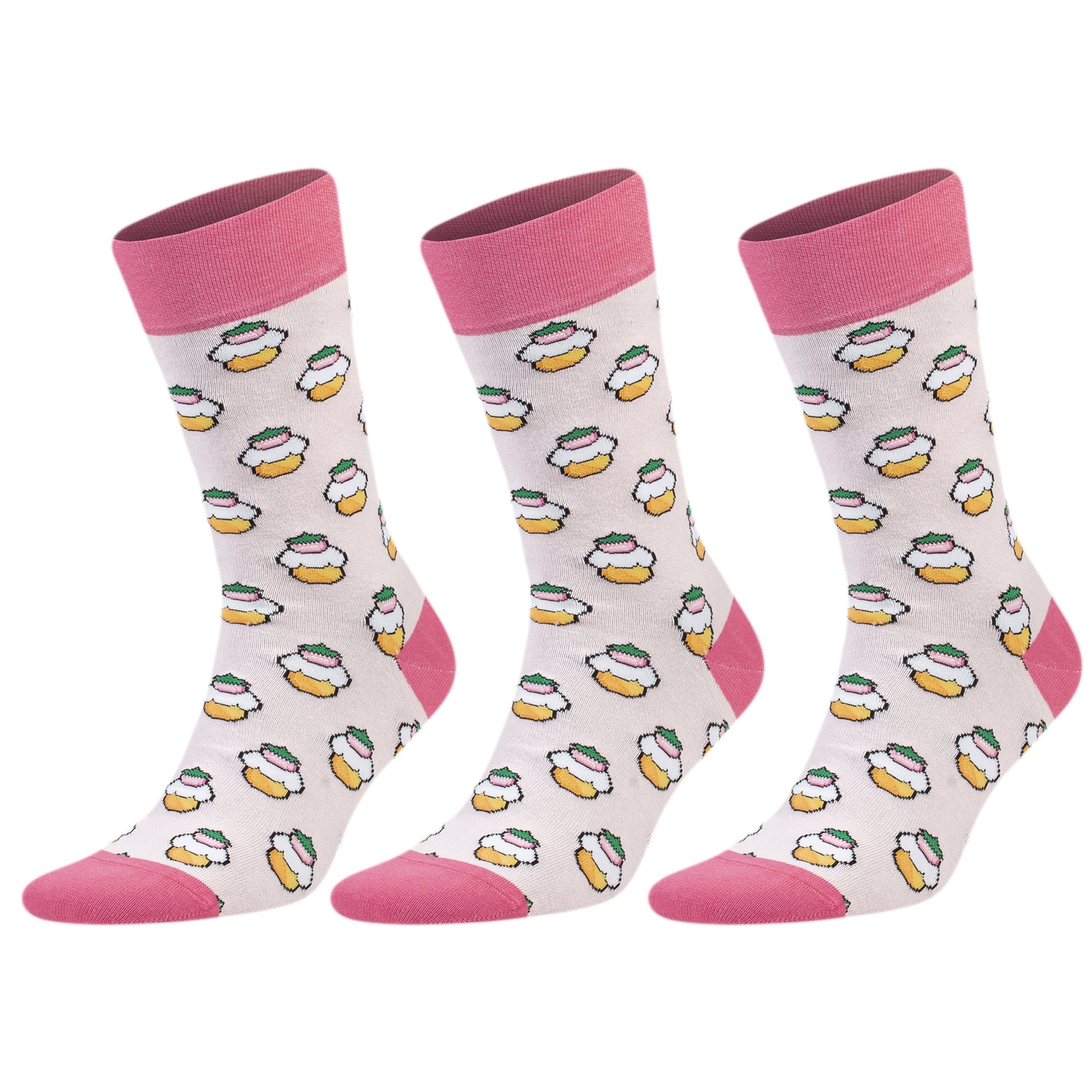 Front view of Vibrant Colorful Crew Socks featuring hot air balloons by AWS