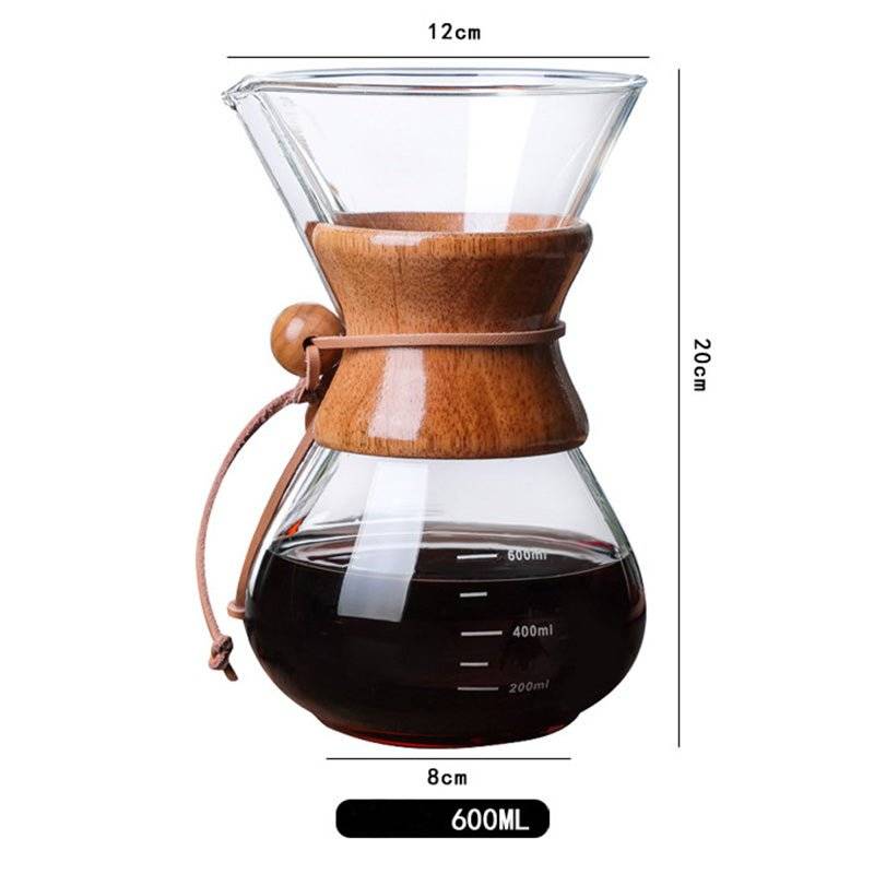 Sustainable Glass Drip Coffee Maker showing bold coffee extraction