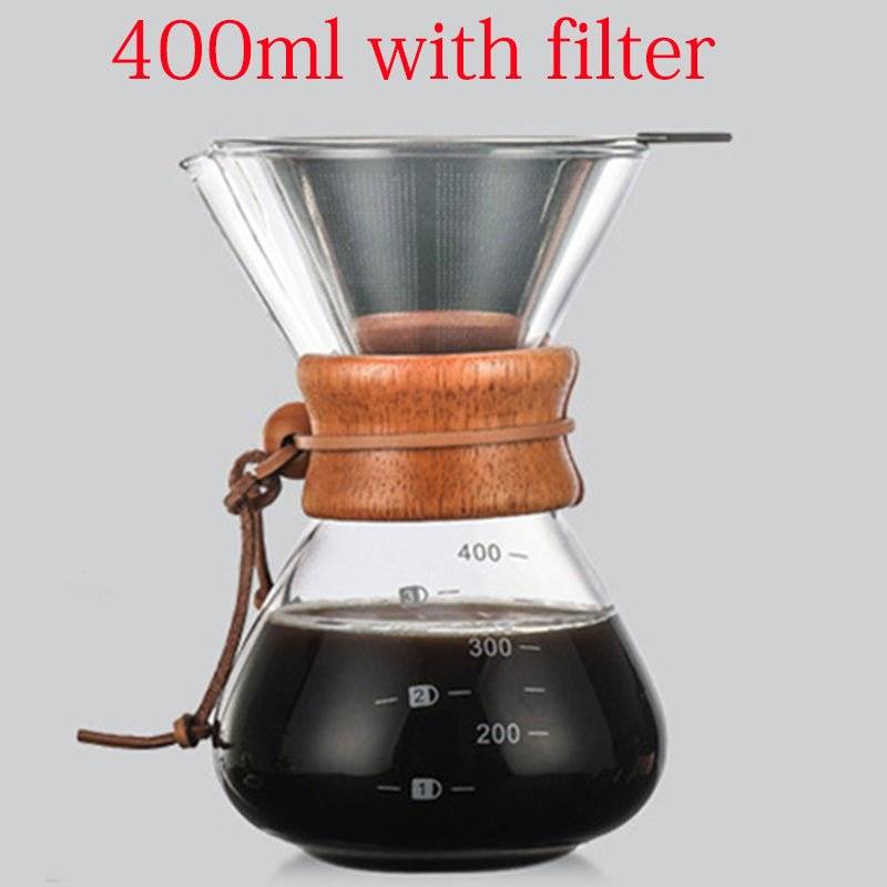 Elegant front view of Sustainable Glass Drip Coffee Maker by StepUp Coffee