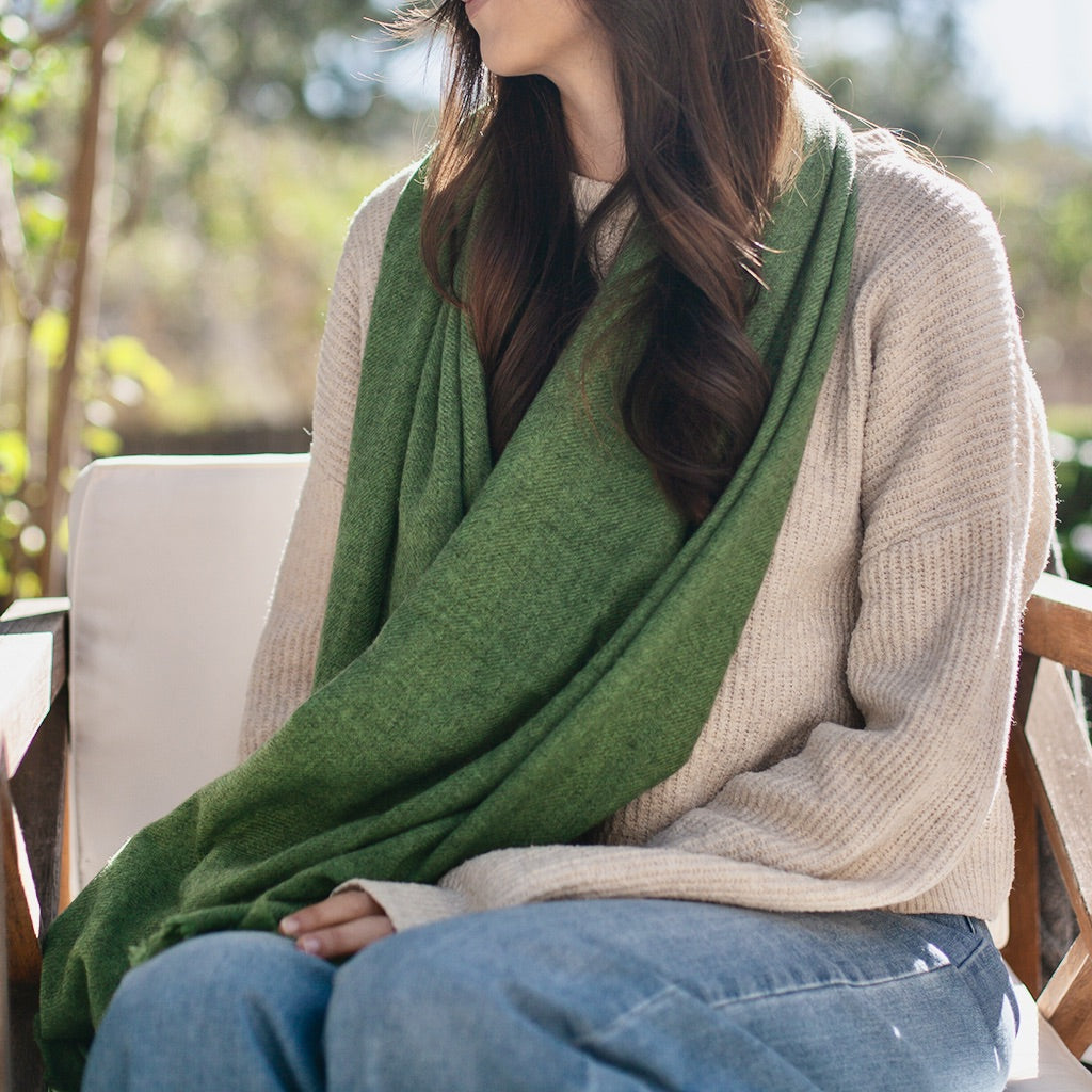 Luxurious handloom cashmere scarf draped elegantly showcasing its soft texture