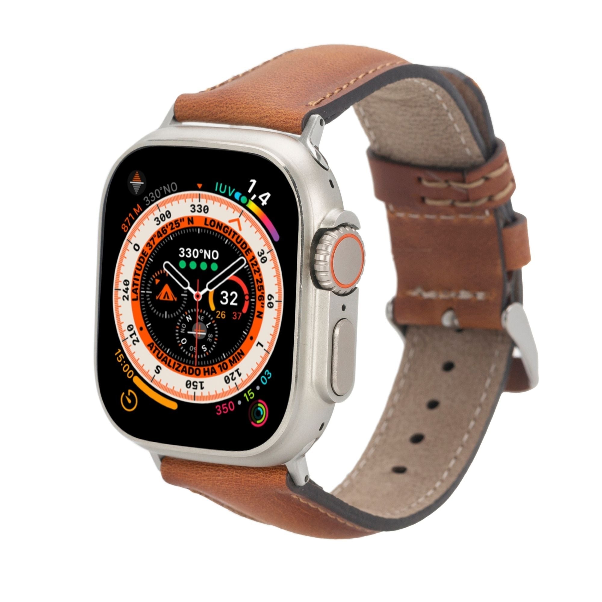 Fashionable look of Guernsey Leather Band for Apple Watch on wrist