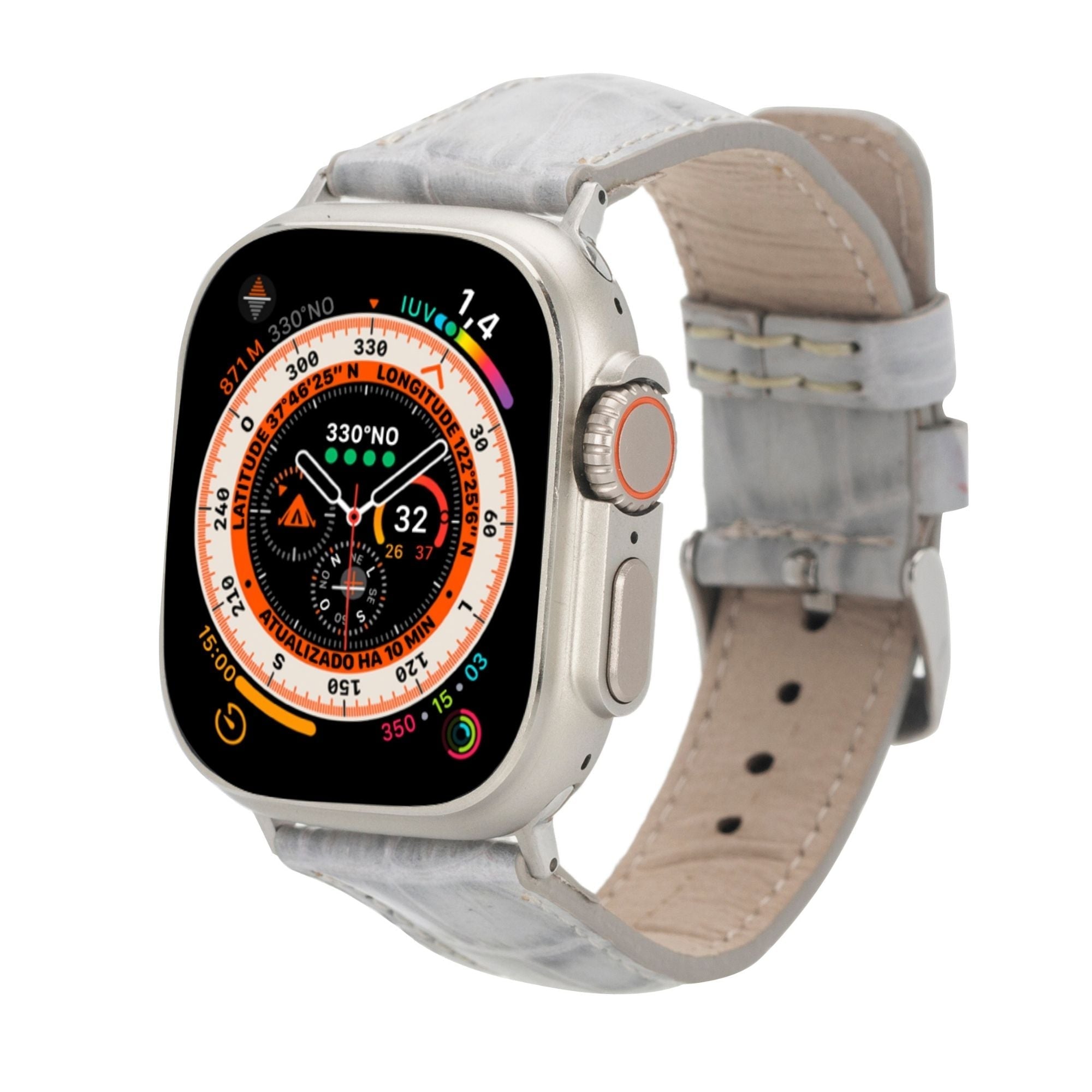Elegant Guernsey Leather Band for Apple Watch Ultra 2 with buckle detail