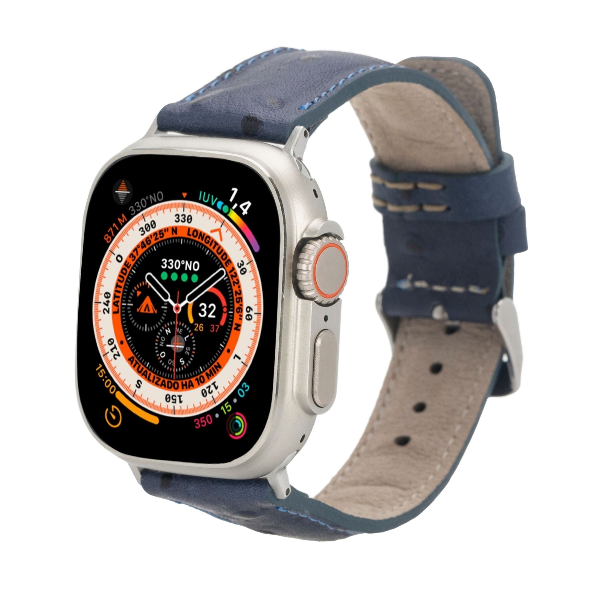Comfort-fit Guernsey Leather Band for Apple Watch SE in lifestyle setting