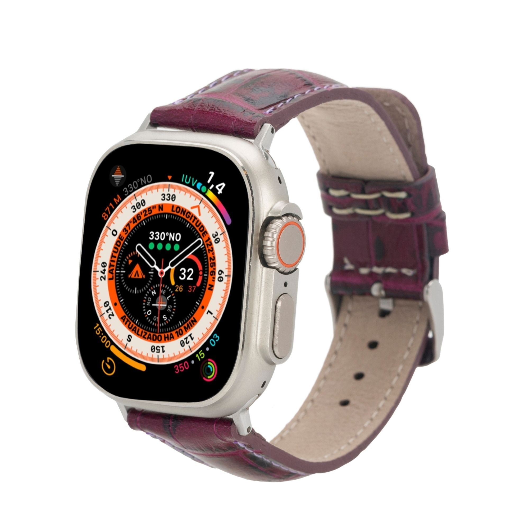 Handmade Guernsey Leather Band for Apple Watch Series 9 in classic color
