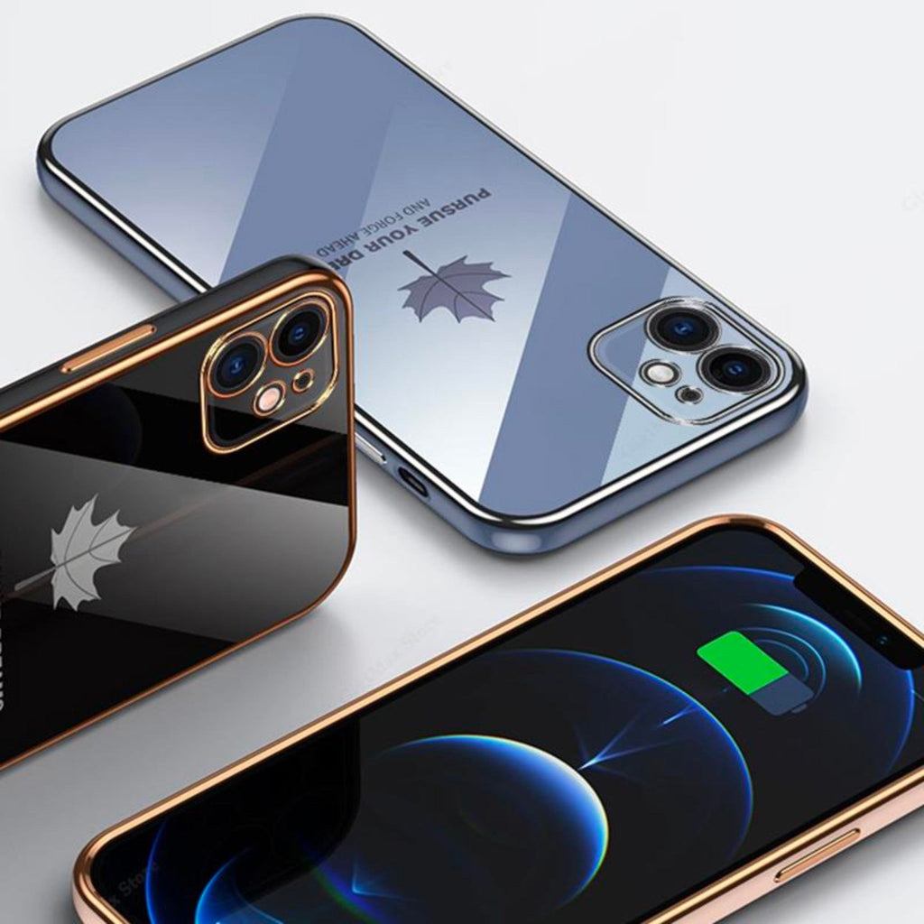 Close-up of the maple leaf pattern on Anacotte iPhone 14 Case