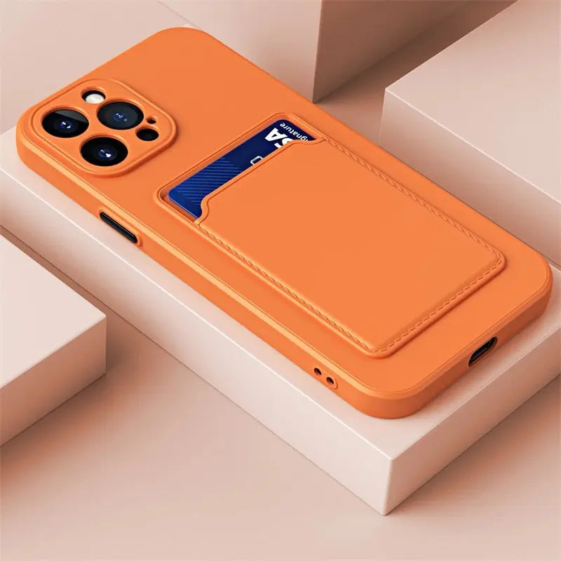 iPhone 14 case with card slot wallet liquid gel silicone shockproof
