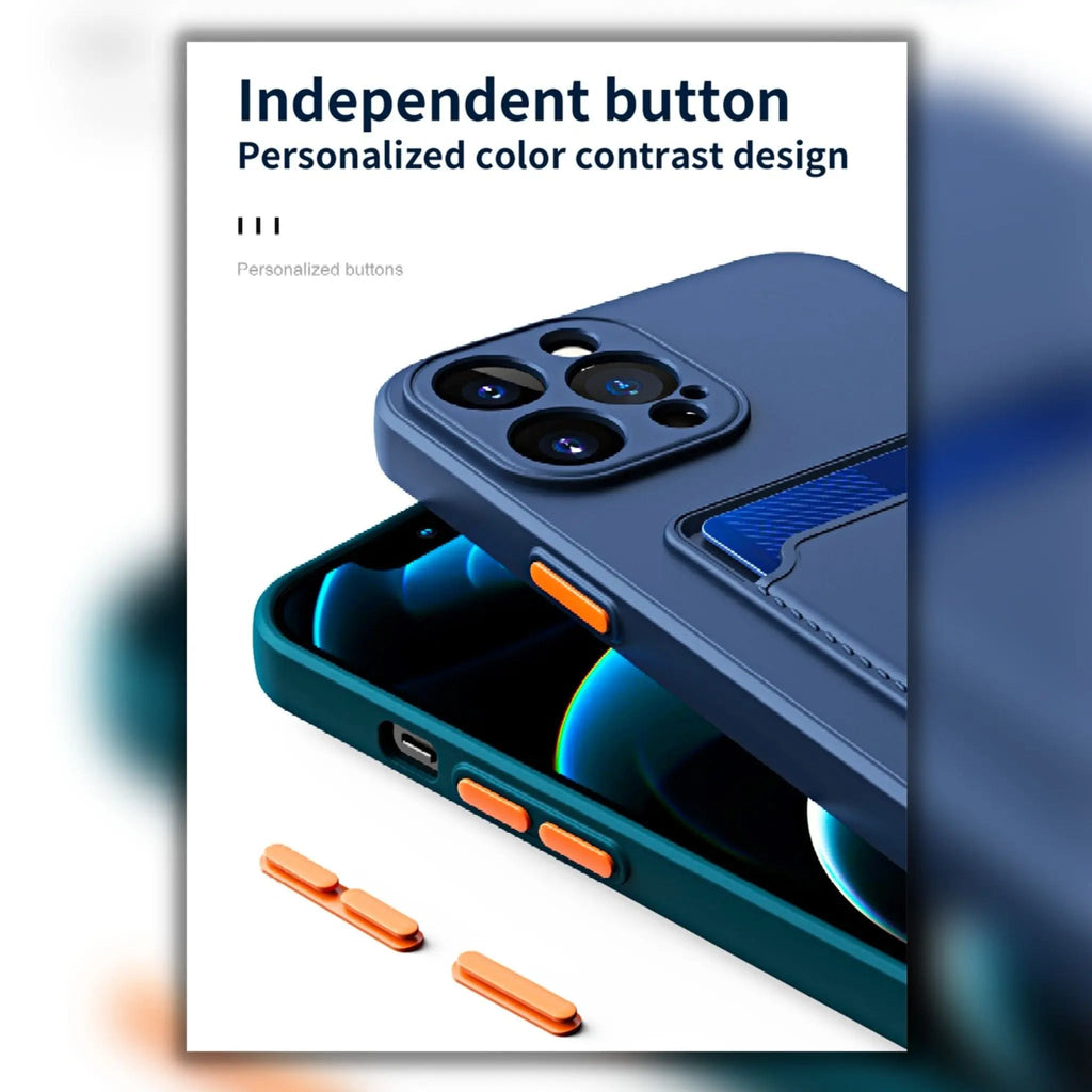 iPhone 14 case with card slot wallet liquid gel silicone shockproof