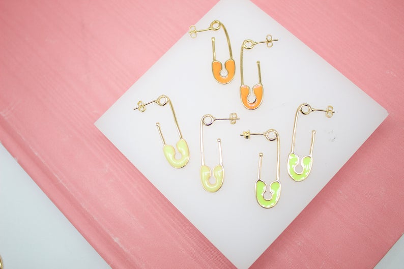 Close-up of the luxurious finish of 18K Gold Filled Safety Pin Earrings