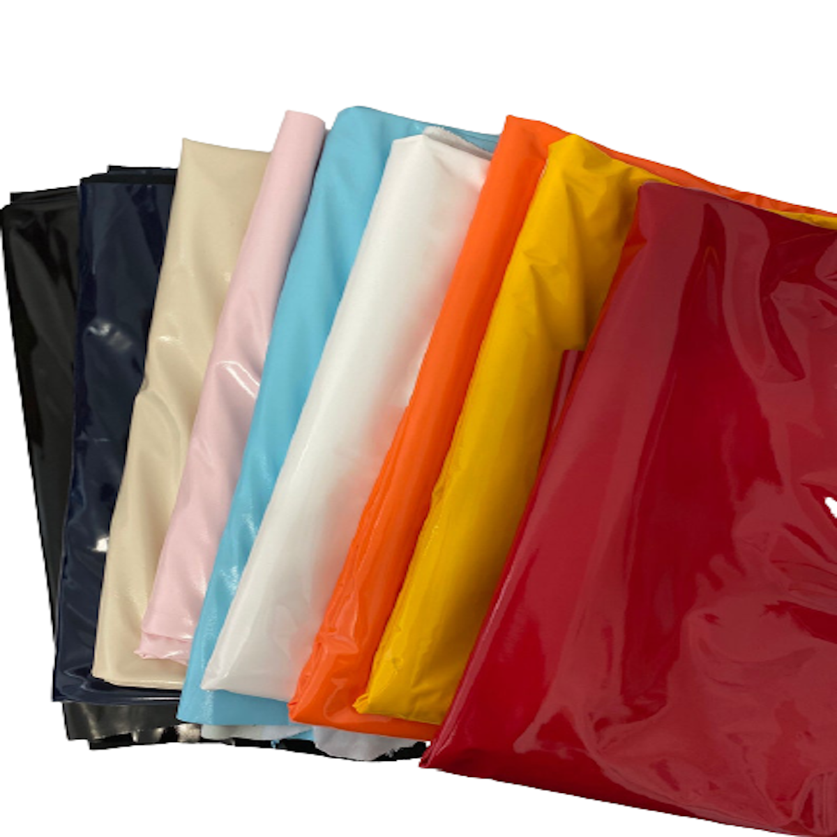 Glossy finish of Luxurious Faux Patent Leather Vinyl Fabric in black