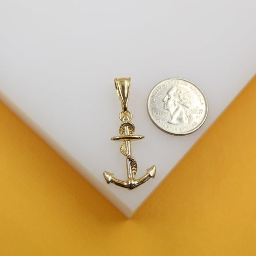 18K Gold Filled Anchor Rope Pendant