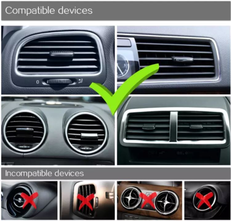 Close-up of one-touch release button on 360-Degree Car Air Vent Phone Holder