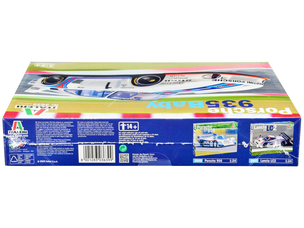 Close-up of the colorful decals included with the Italeri Porsche 935 Baby Model Kit