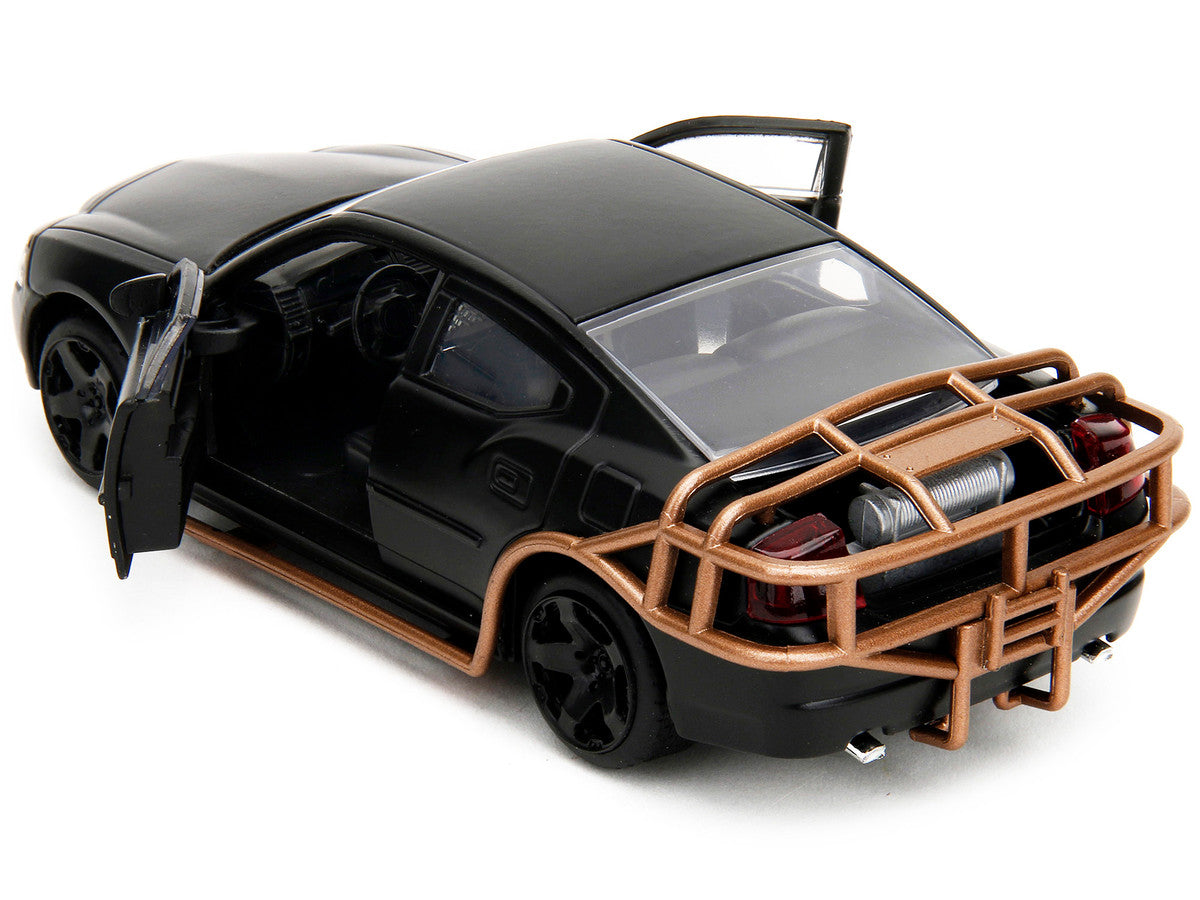 Rear view of 2006 Dodge Charger diecast model showcasing details by Jada