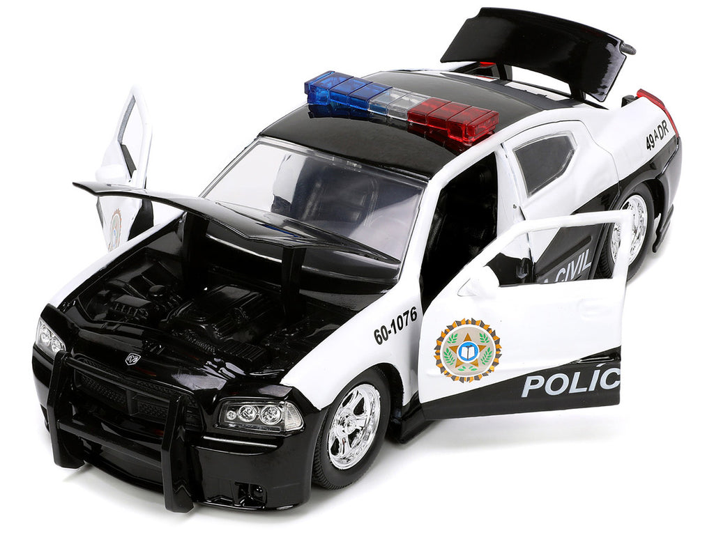 Detailed interior view of 2006 Dodge Charger Police Diecast from Fast & Furious