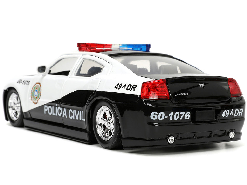 Back view of 2006 Dodge Charger Police diecast model showcasing trunk