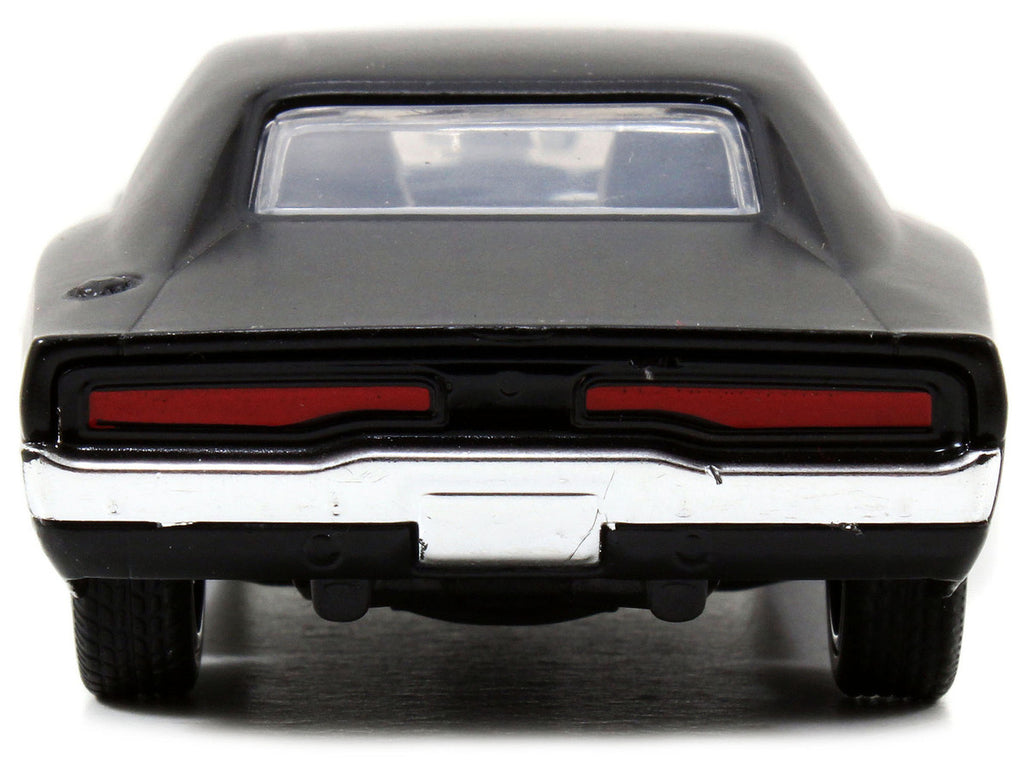Front view of Dom's Dodge Charger R/T Matt Black diecast model by Jada