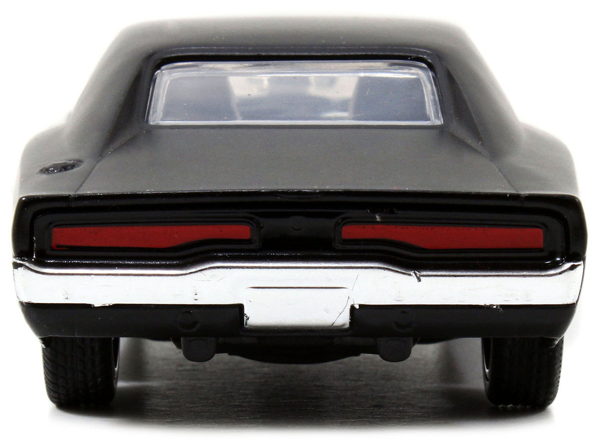 Front view of Dom's Dodge Charger R/T Matt Black diecast model by Jada