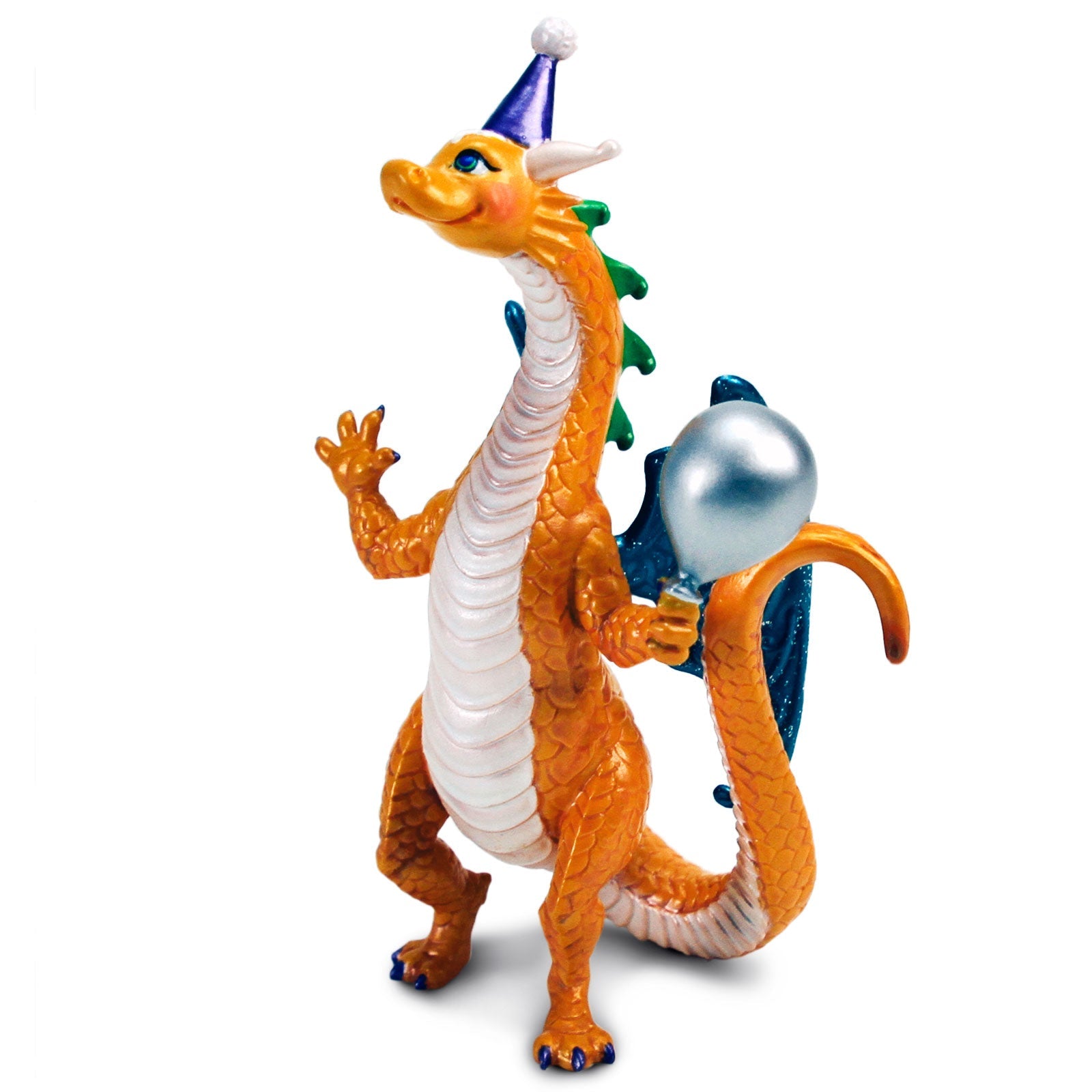 Colorful Celebration Dragon Figurine displayed on a birthday cake