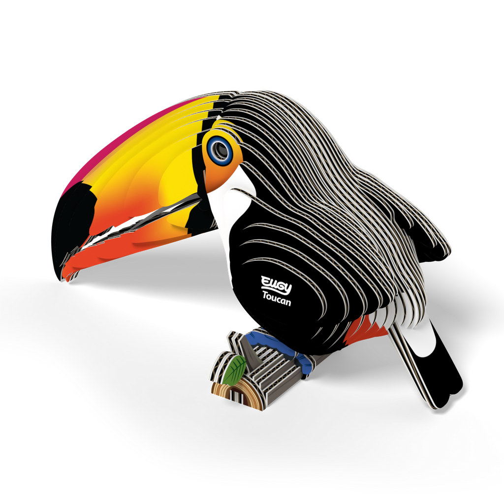 Side view of EUGY Toucan 3D Puzzle highlighting intricate details