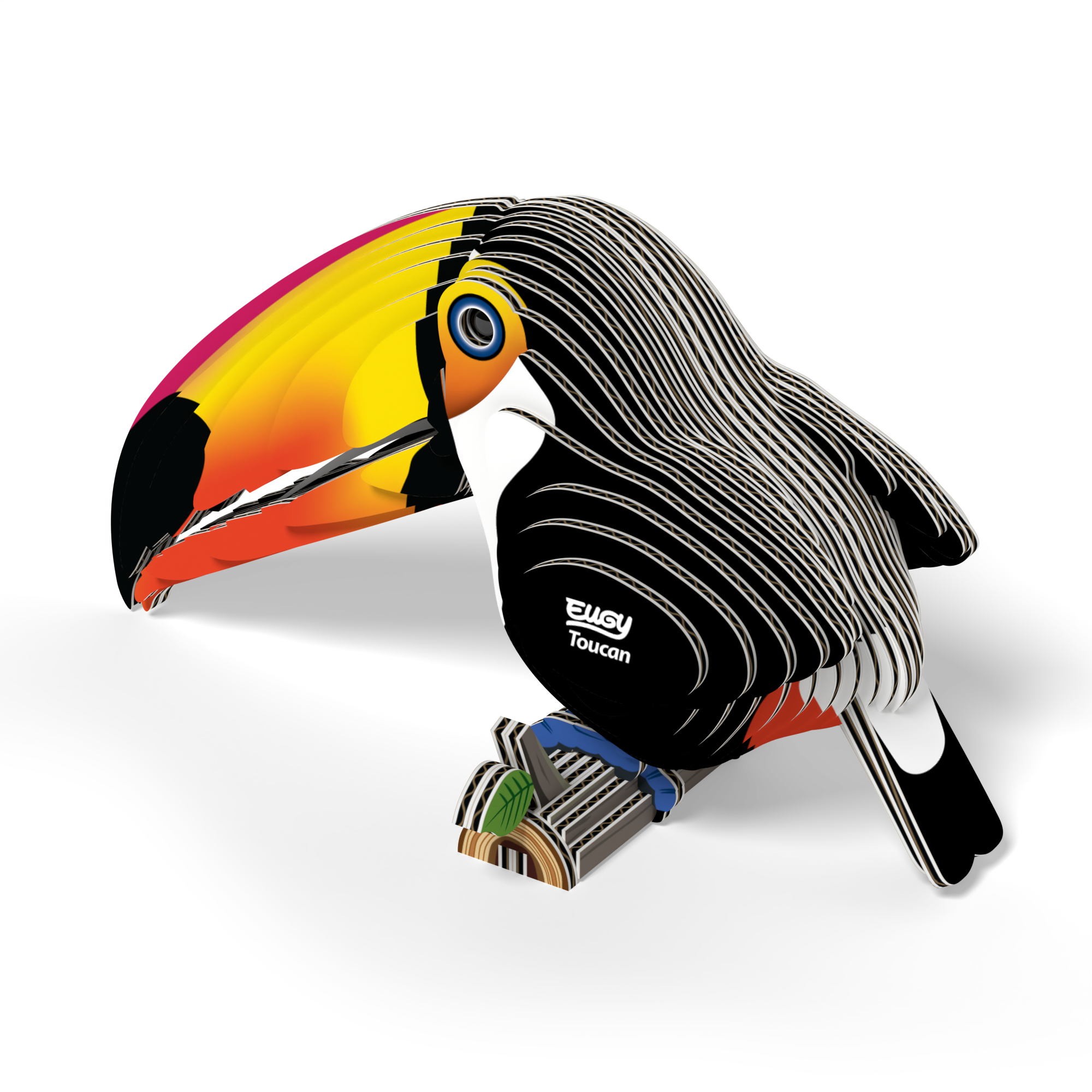 Side view of EUGY Toucan 3D Puzzle highlighting intricate details