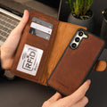 Front view of Luxury Buffalo Leather Wallet Case for Samsung Galaxy S25 Plus by TORONATA