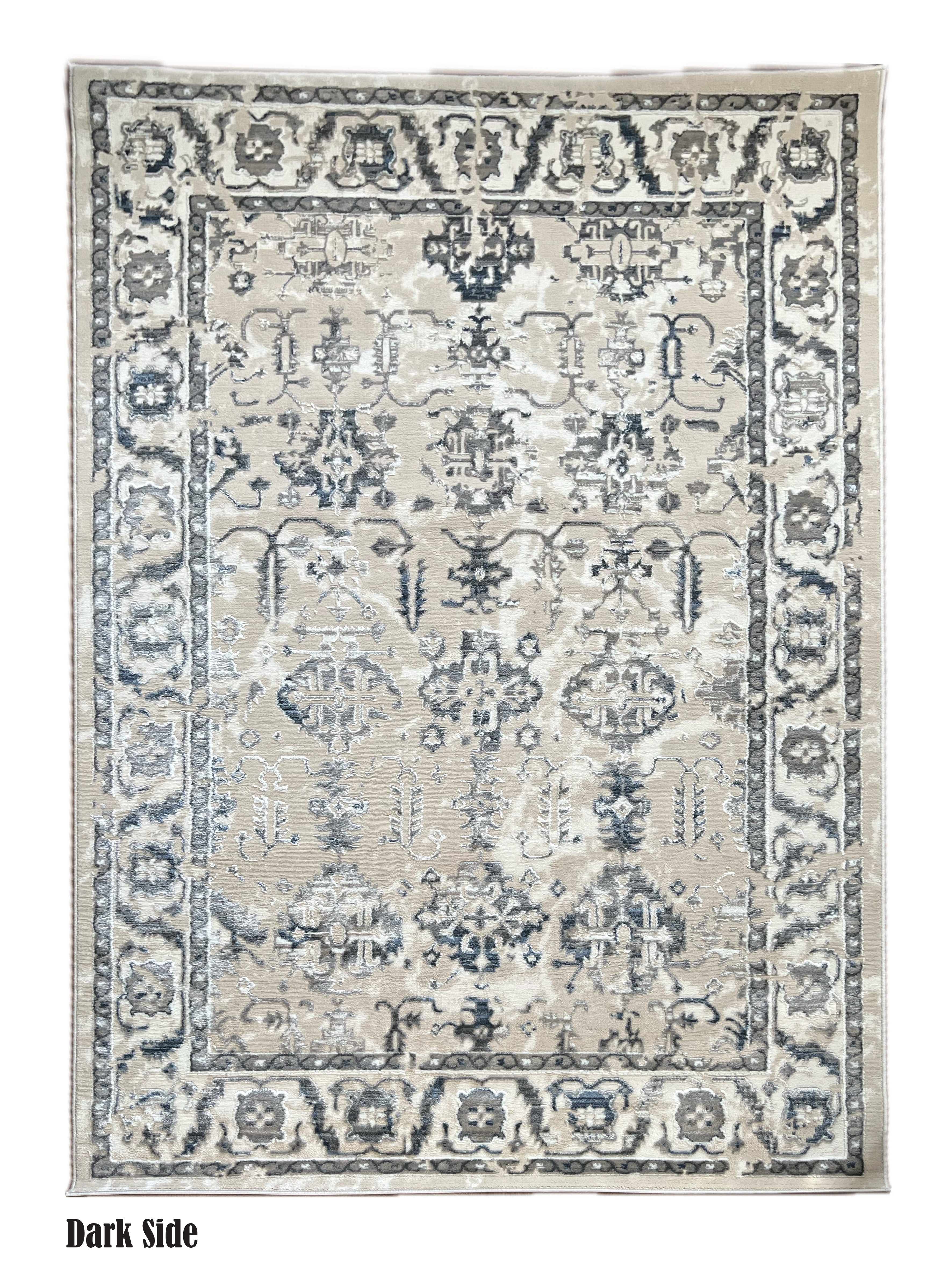 ROY's Home High&Low Area Rugs, Silver and Dark Shiny Effect