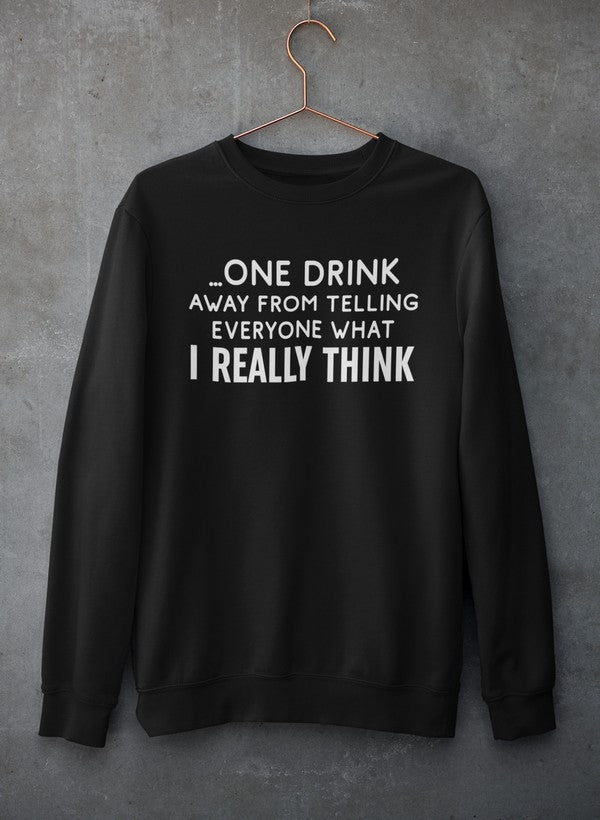 Front view of 'What I Really Think' Sweatshirt by Virgo in cozy fleece