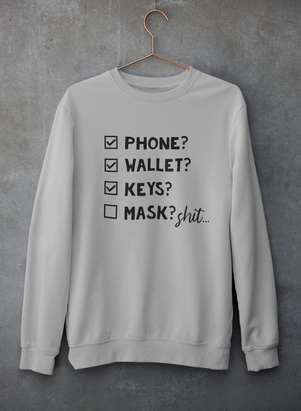 Side view showcasing the artistic design of Phone Wallet Keys Mask Sweatshirt