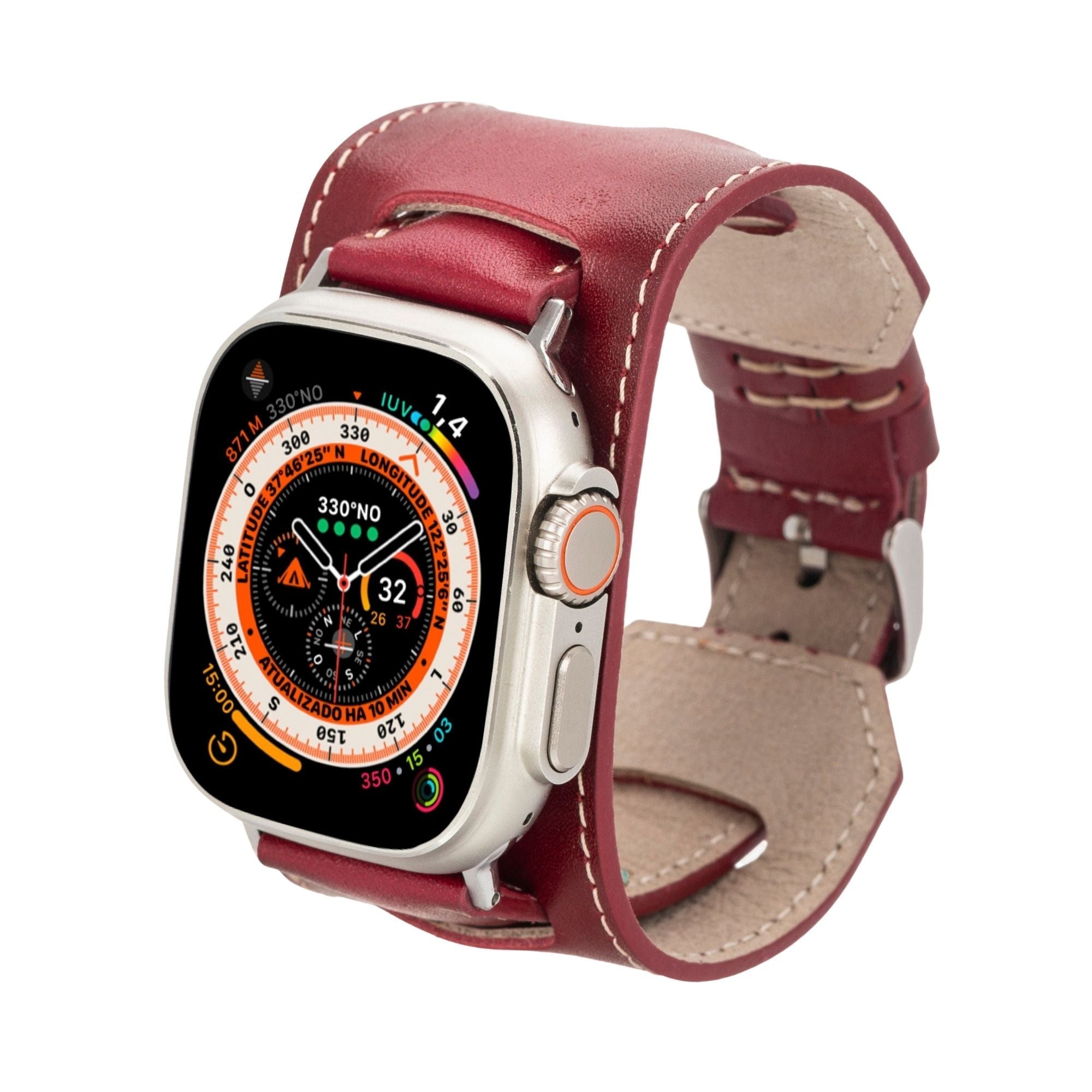 Fashionable Moorcroft Cuff Leather Band for Apple Watch in a lifestyle shot