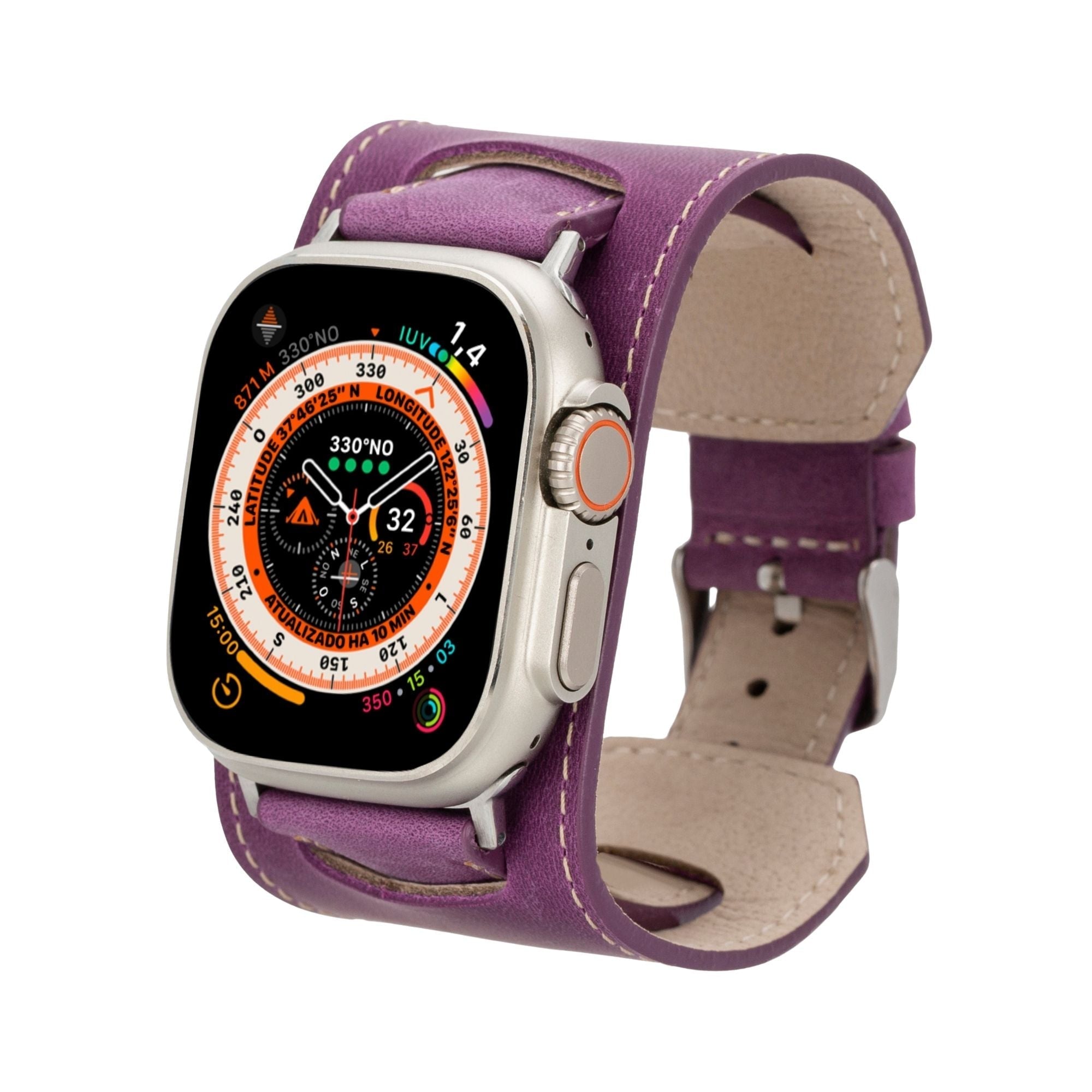 Moorcroft Cuff Leather Band for Apple Watch displayed on a stylish wrist