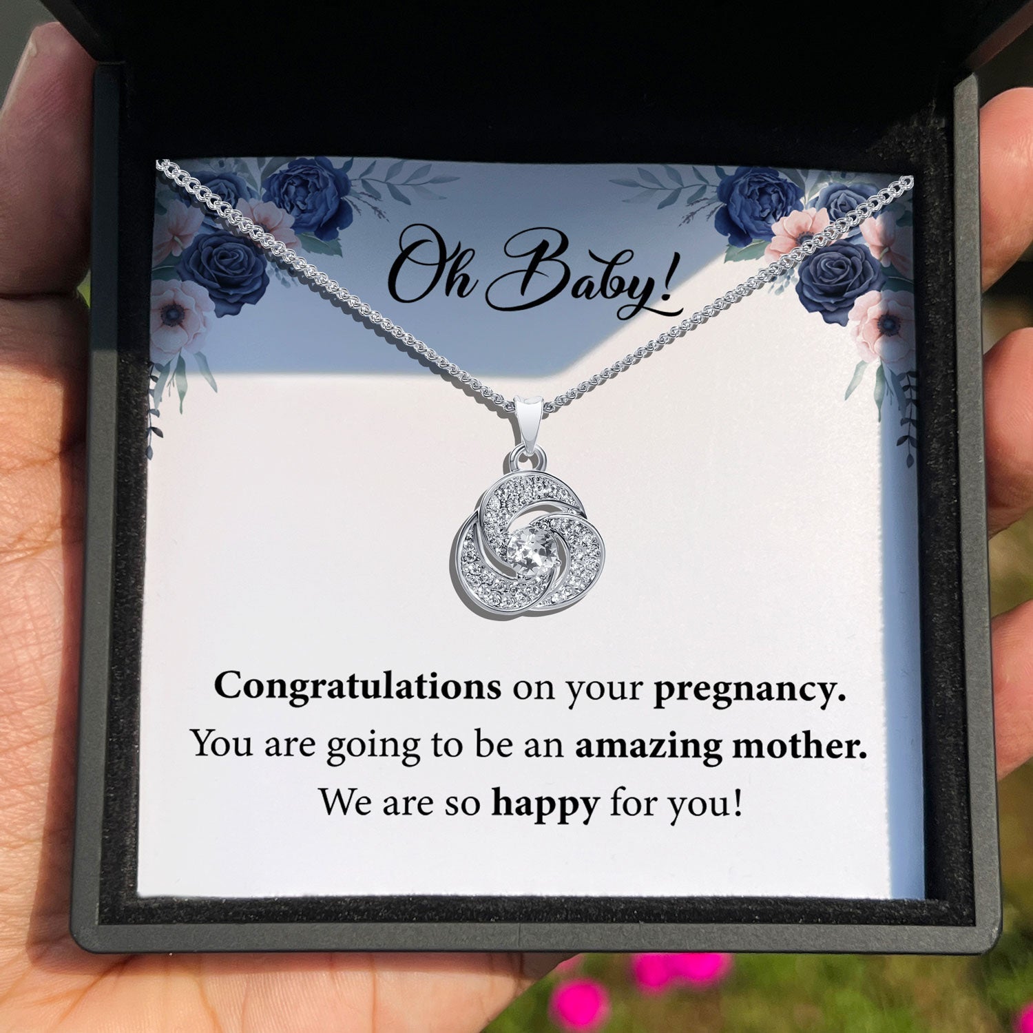 To My Baby - Congratulations On Your pregnancy - Tryndi Love Knot Necklace