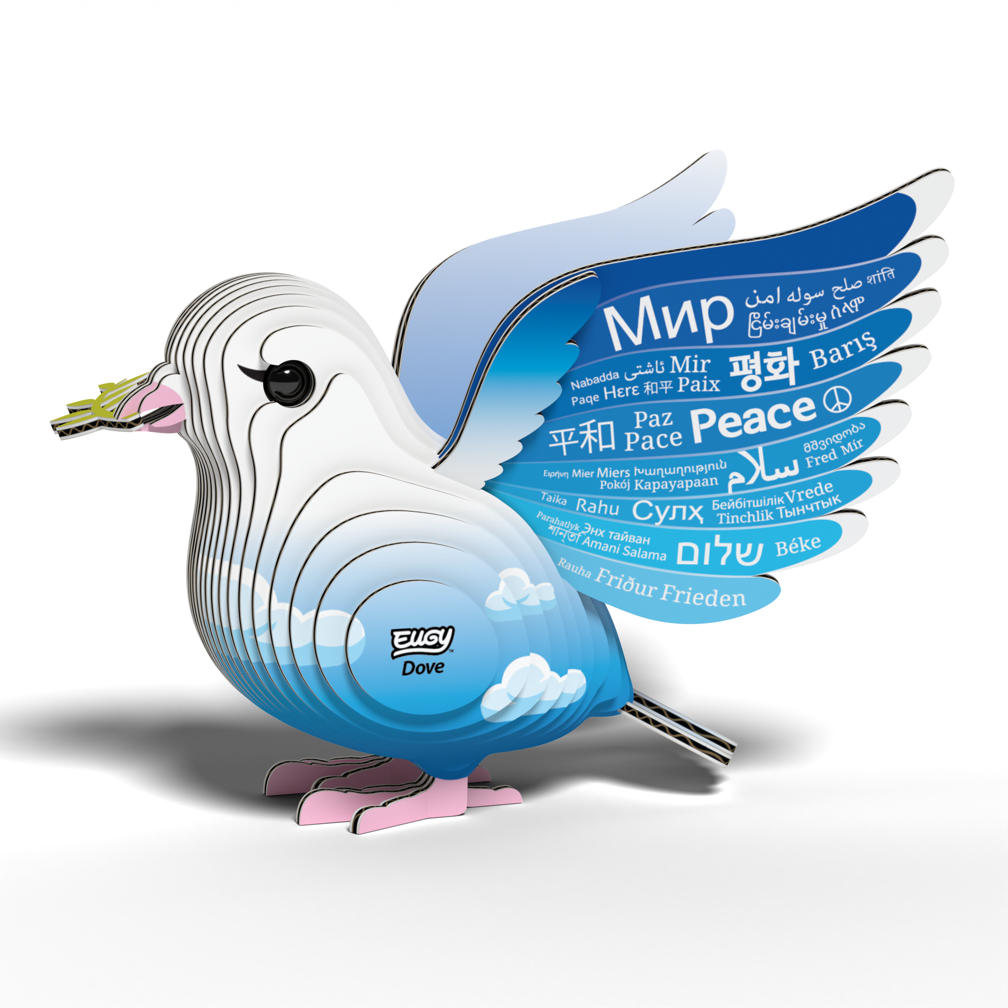 Eco-Friendly EUGY Dove 3D Puzzle displayed as a decorative piece