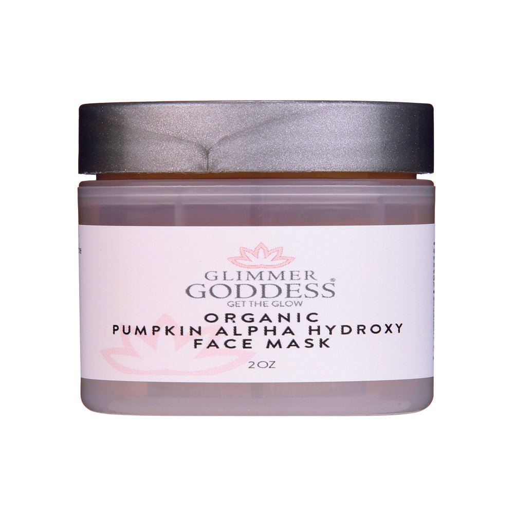 Front view of Organic Pumpkin AHA Face Mask by Glimmer Goddess in jar