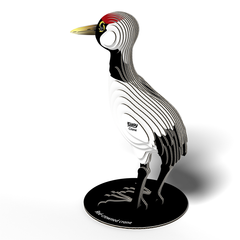 Front view of Eco-Friendly EUGY Crane 3D Puzzle by Eugy