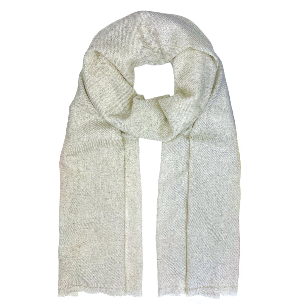 Elegant Himalayan Cashmere Scarf in soft beige by Pokhara Nepal Artisans