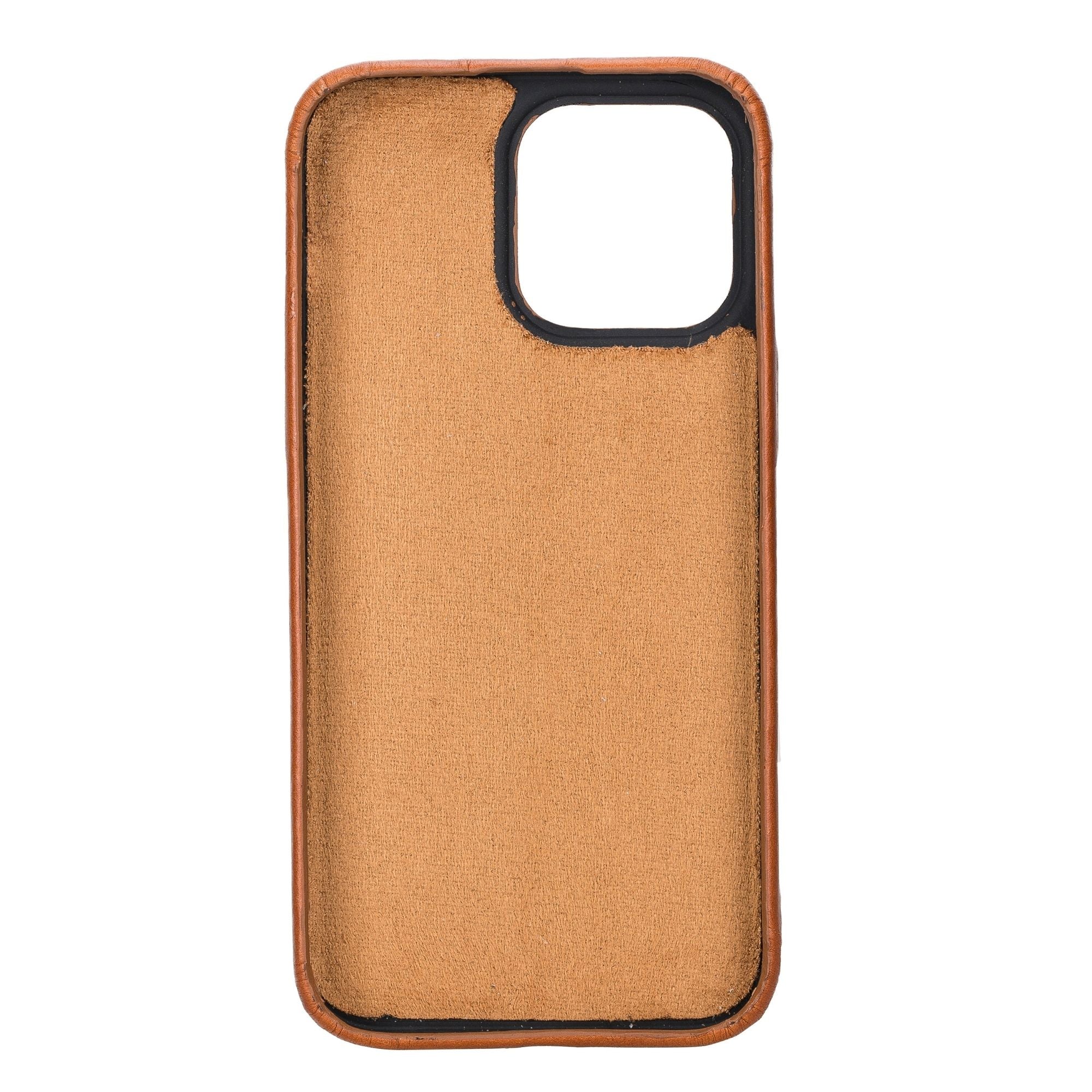 Raised edges of Pinedale Leather Snap Case protecting iPhone 12 screen
