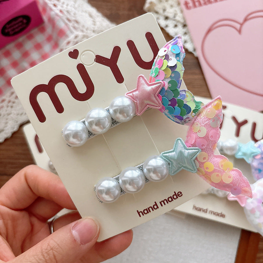 Collection of 2 Versatile Mermaid Pattern Beaded Hair Clips
