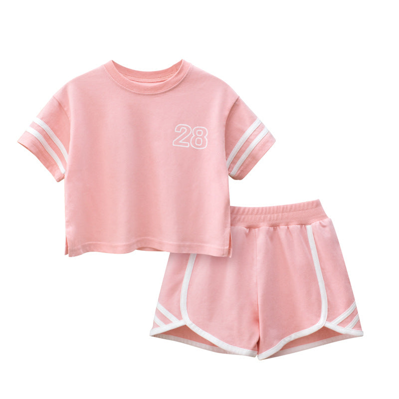 Baby Striped Sleeves Design T-Shirt Combo Shorts Sport Pieces Sets