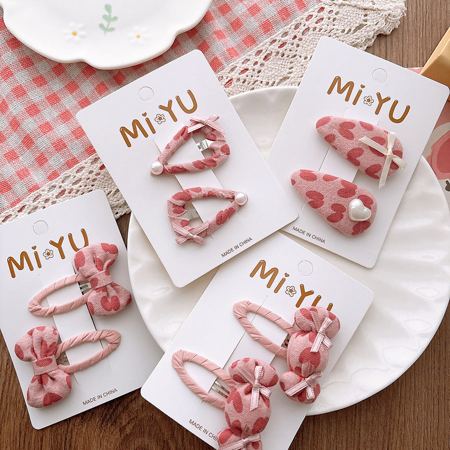 Collection of 2 Versatile Pink Hearts Pattern Hair Clips