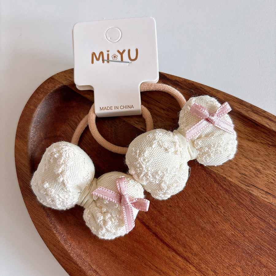 Collection of 2 Versatile Cute Lace Embroidered Pattern Hair Clips and Hair Ties