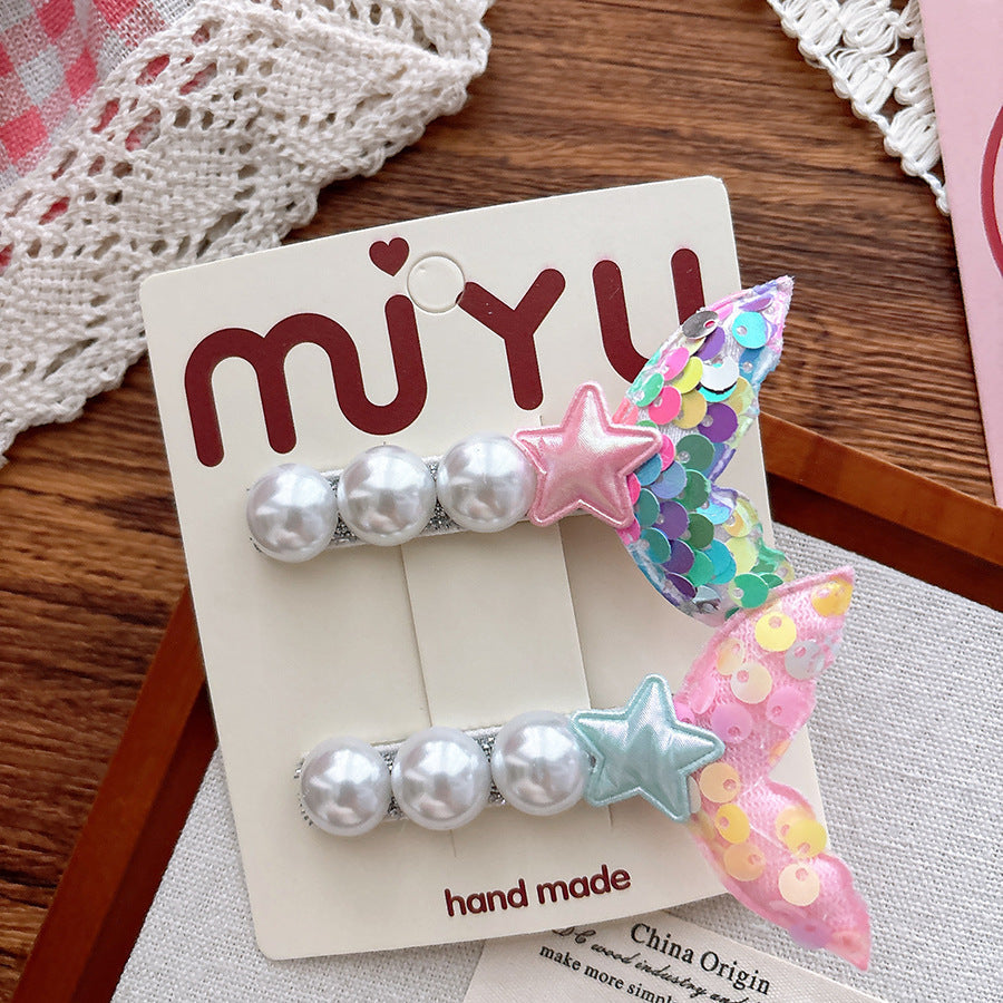 Collection of 2 Versatile Mermaid Pattern Beaded Hair Clips