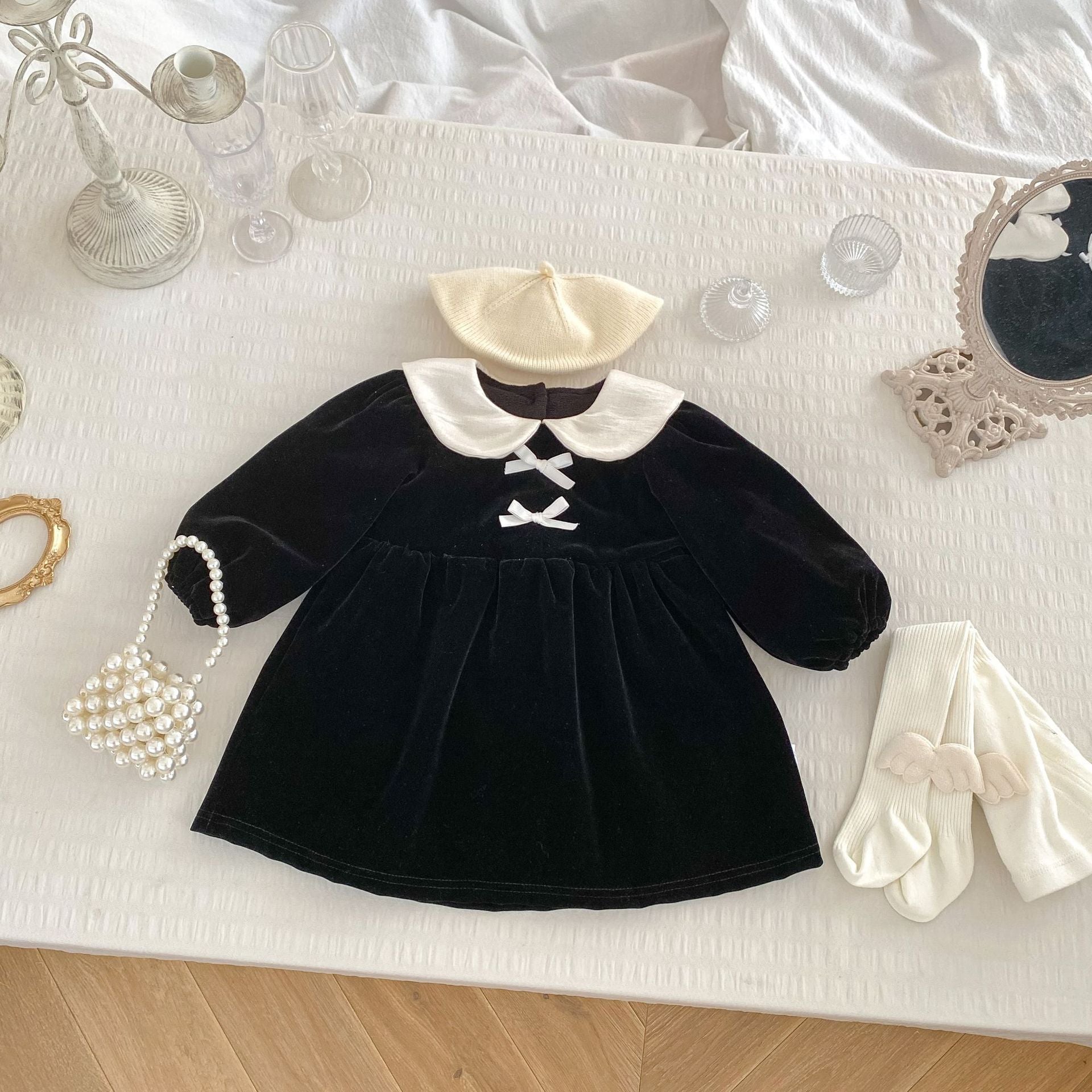 Autumn and Winter Arrival Baby Girls Long Sleeves Peter Pan Collar Cozy Dress
