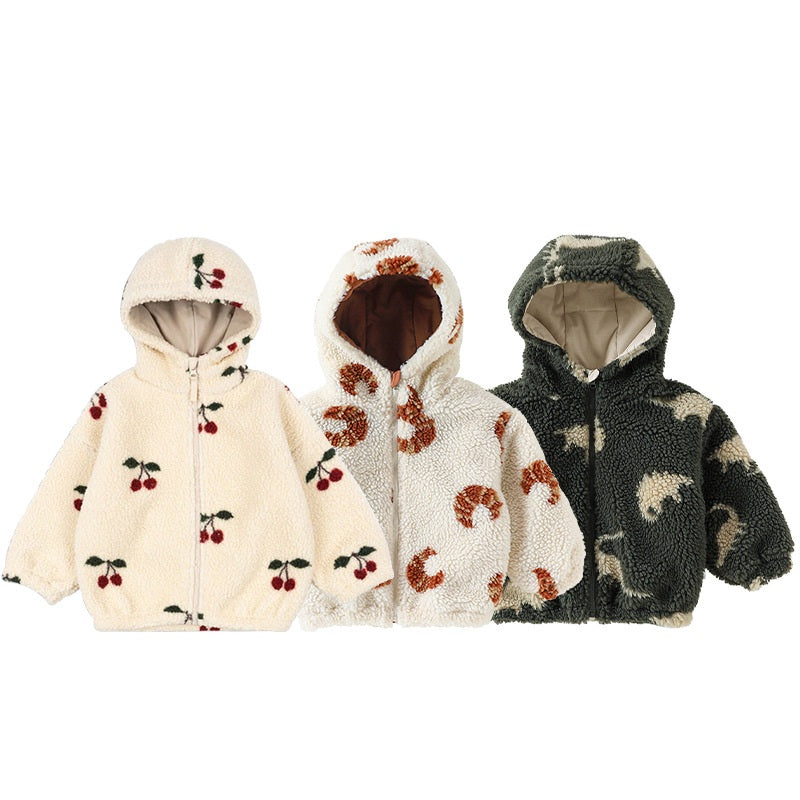 Autumn and Winter Arrival Baby Kids Unisex Long Sleeves Fleece Hooded Coat