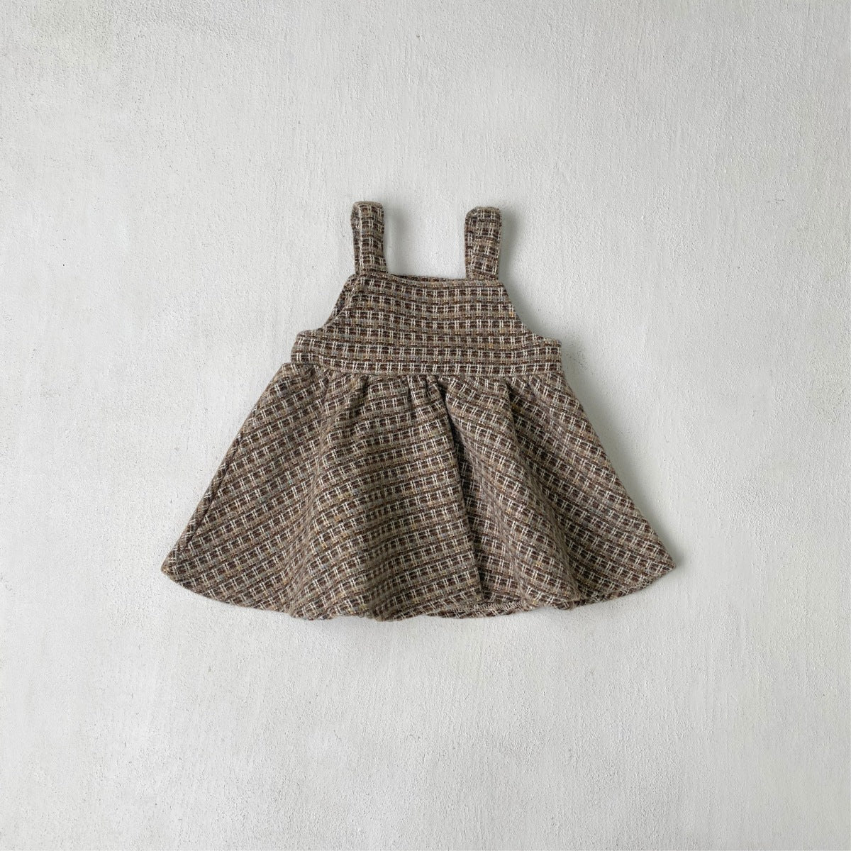 Autumn and Spring Arrival Baby Kids Girls Vintage Plaid Pattern Sleeveless Dress