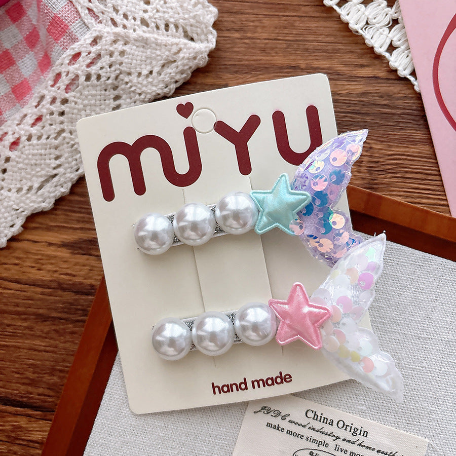 Collection of 2 Versatile Mermaid Pattern Beaded Hair Clips