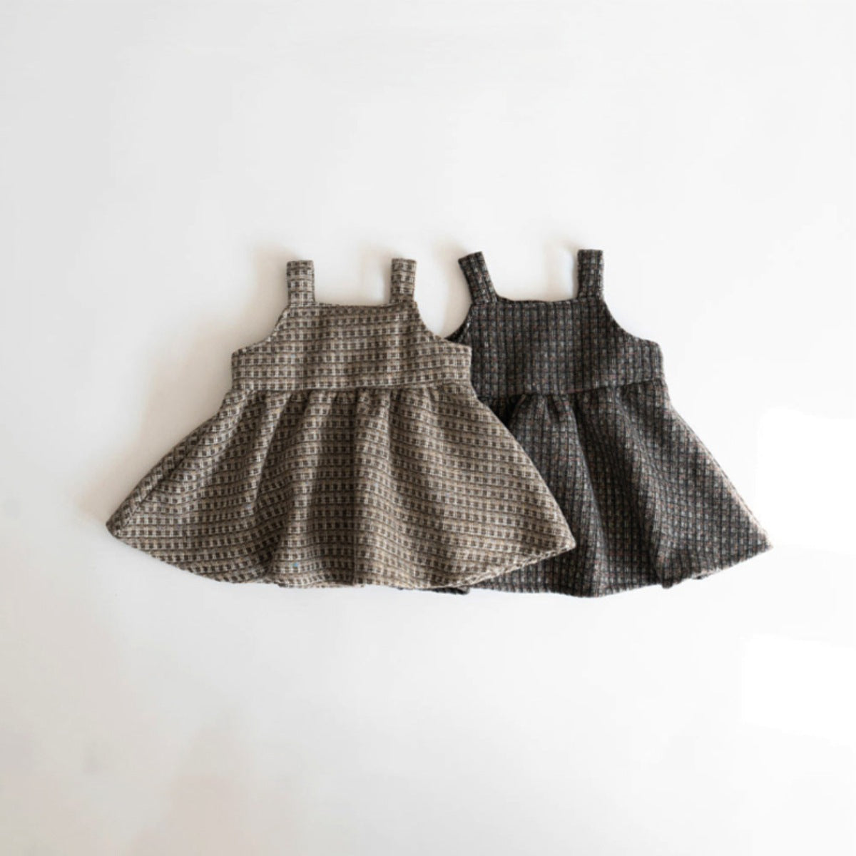 Autumn and Spring Arrival Baby Kids Girls Vintage Plaid Pattern Sleeveless Dress