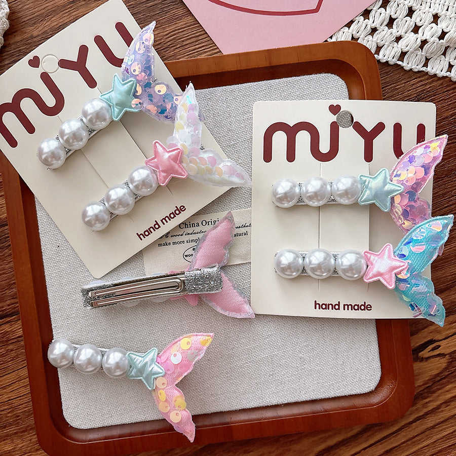 Collection of 2 Versatile Mermaid Pattern Beaded Hair Clips